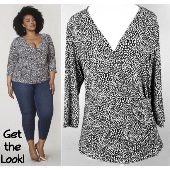 Leota Rouched Wrap Top in Swirling Leo XXL Plus 2X NWT New - Picture 9 of 9